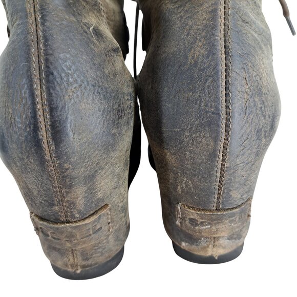 Sorel Joan of Arctic Brown Leather Internal Wedge Boots Size 9 Distressed - Picture 7 of 16